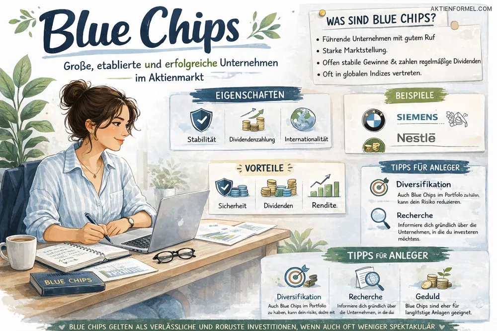 Blue Chips Aktien große etablierte Unternehmen an der Börse einfach erklärt