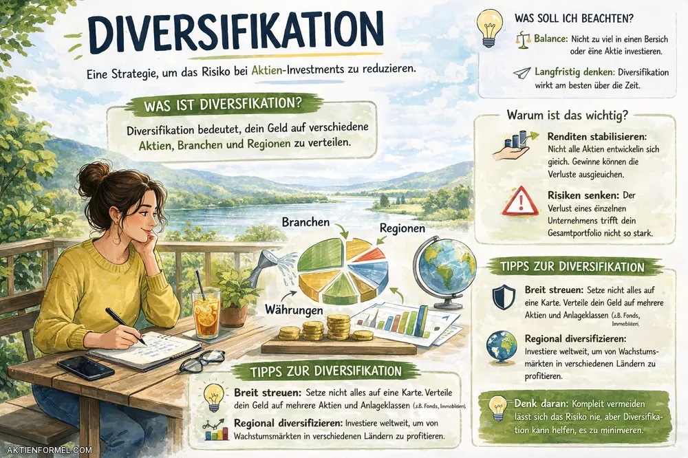 Diversifikation bei Aktien – breit gestreutes Portfolio zur Reduzierung von Risiko und Schwankungen