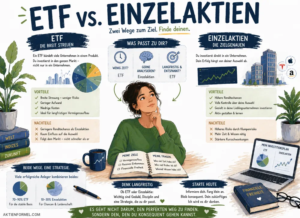 ETF vs Einzelaktien Vergleich für Anfänger und langfristigen Vermögensaufbau