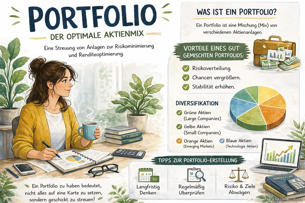 Portfolio einfach erklärt mit strukturierter Depot-Aufteilung aus Aktien, ETFs und Cash